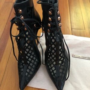 Sophia Webster Jetta Leather Cage Booties